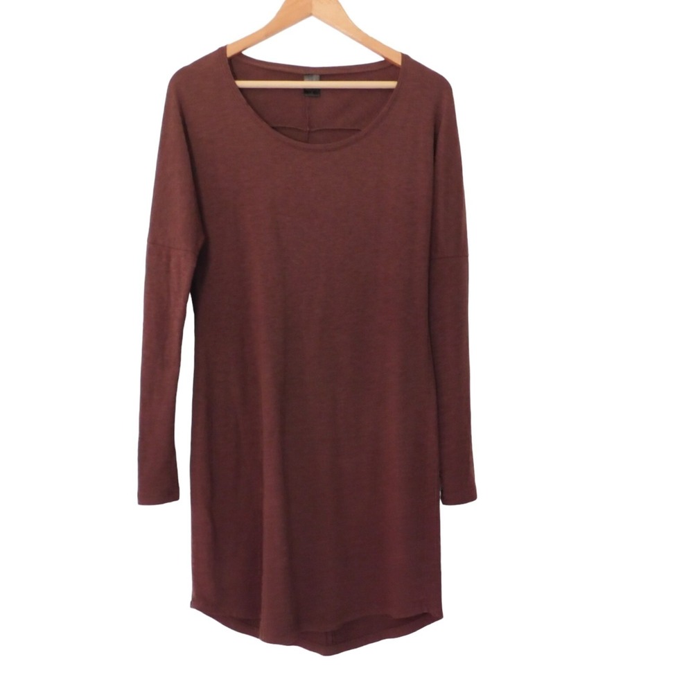 Peruvian Connection  Pima Cotton Dress Size Small Long Sleeves Brown Knee Length